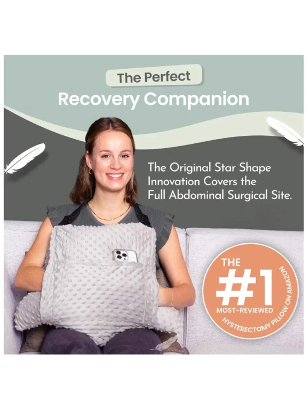Abdominal Surgery Recovery Support Pillow with Pockets & Straps